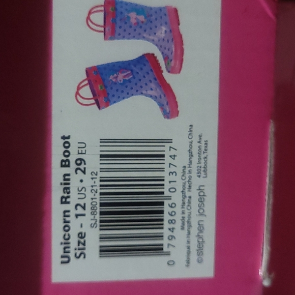Stephen Joseph Unicorn Rainboots Size 12 - Picture 4 of 4